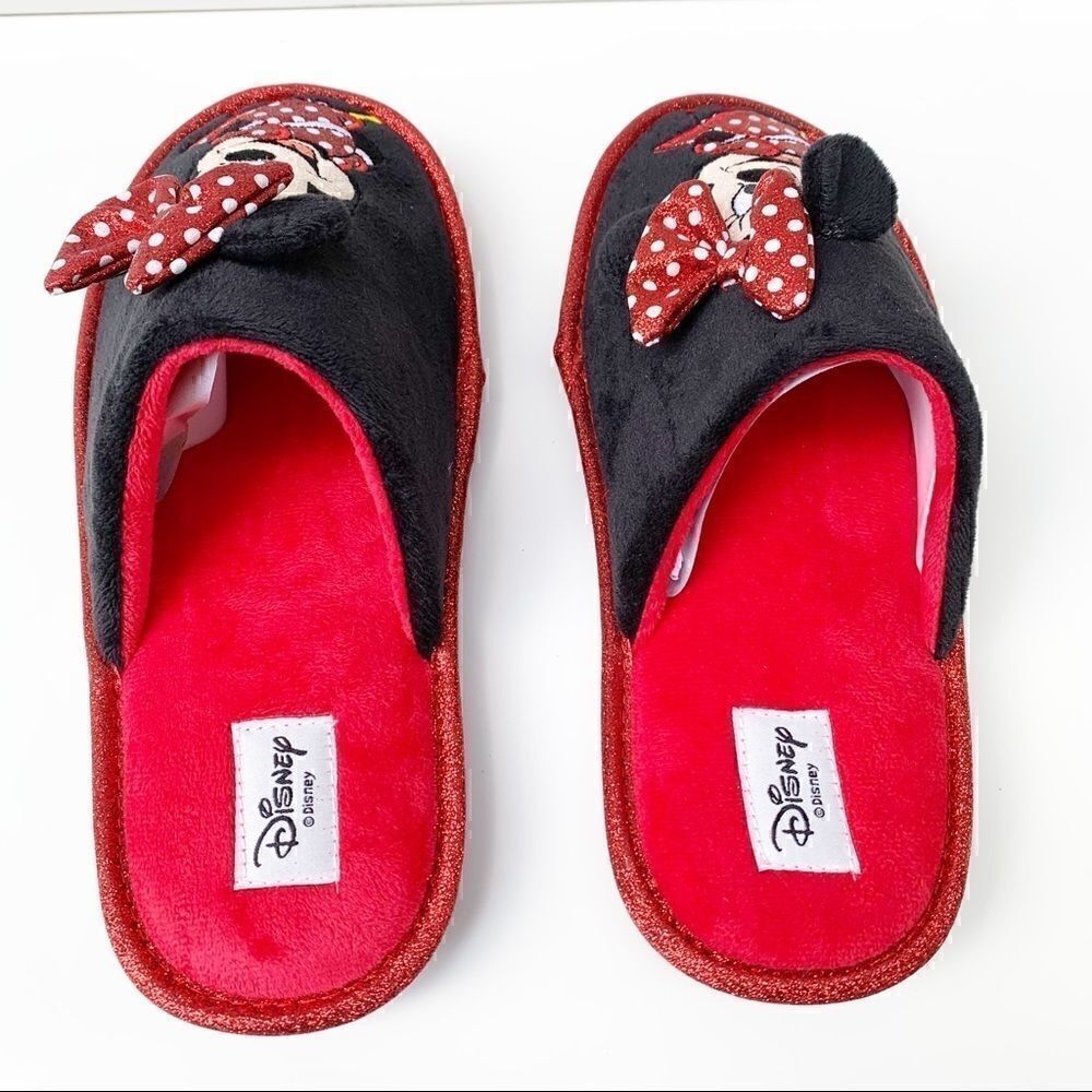 Disney Minnie Mouse Red & Black Slippers with Gift Box - Picture 4 of 12